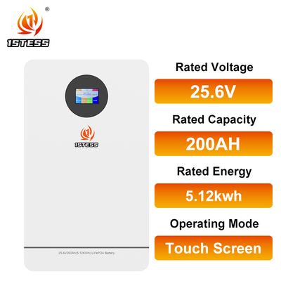 25.6V 200Ah 5.12kWh LiFePO4 μπαταρία λιθίου για οικιακό ESS, > 98% απόδοση