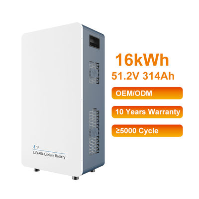 16kwh 51.2V 314Ah Lifepo4 Συστήματα αποθήκευσης ηλιακής ενέργειας στο σπίτι Όλα σε ένα πακέτο μπαταριών 5000+ κύκλους