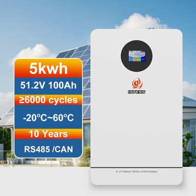 5.12kWh Wall Mount LiFePO4 Battery with Touch Screen for Home Solar Storage