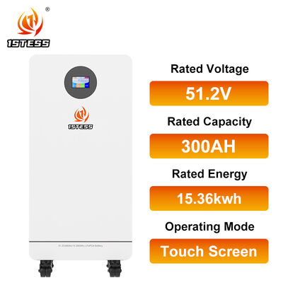 Large Home Storage Battery 51.2V 300Ah 15.36kWh 10 Year Design Life Wide Temperature Range